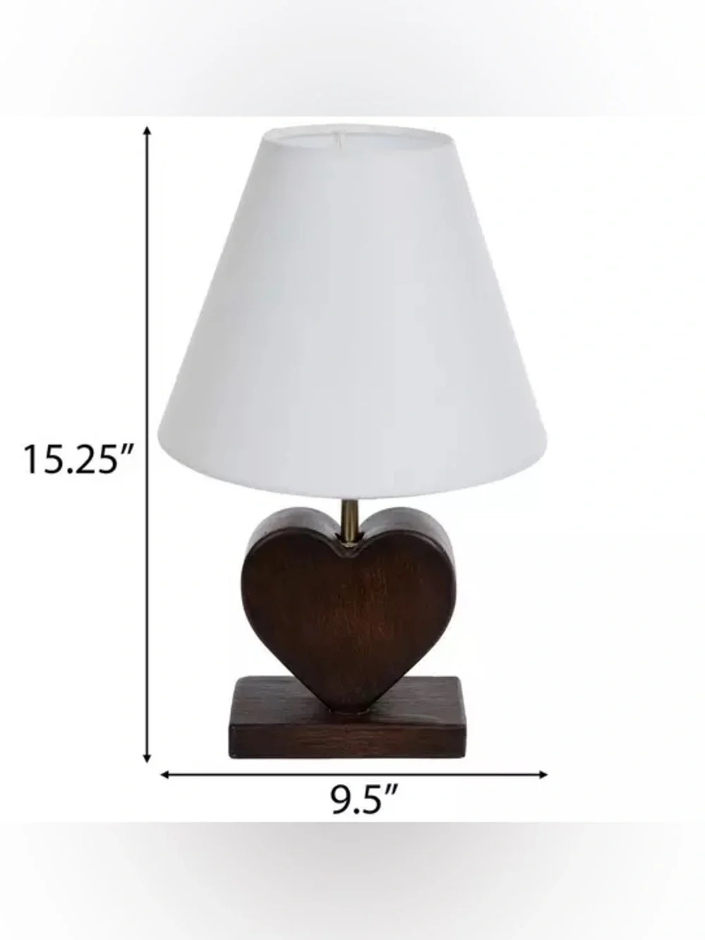 Brown Wood Look Heart Accent Lamp